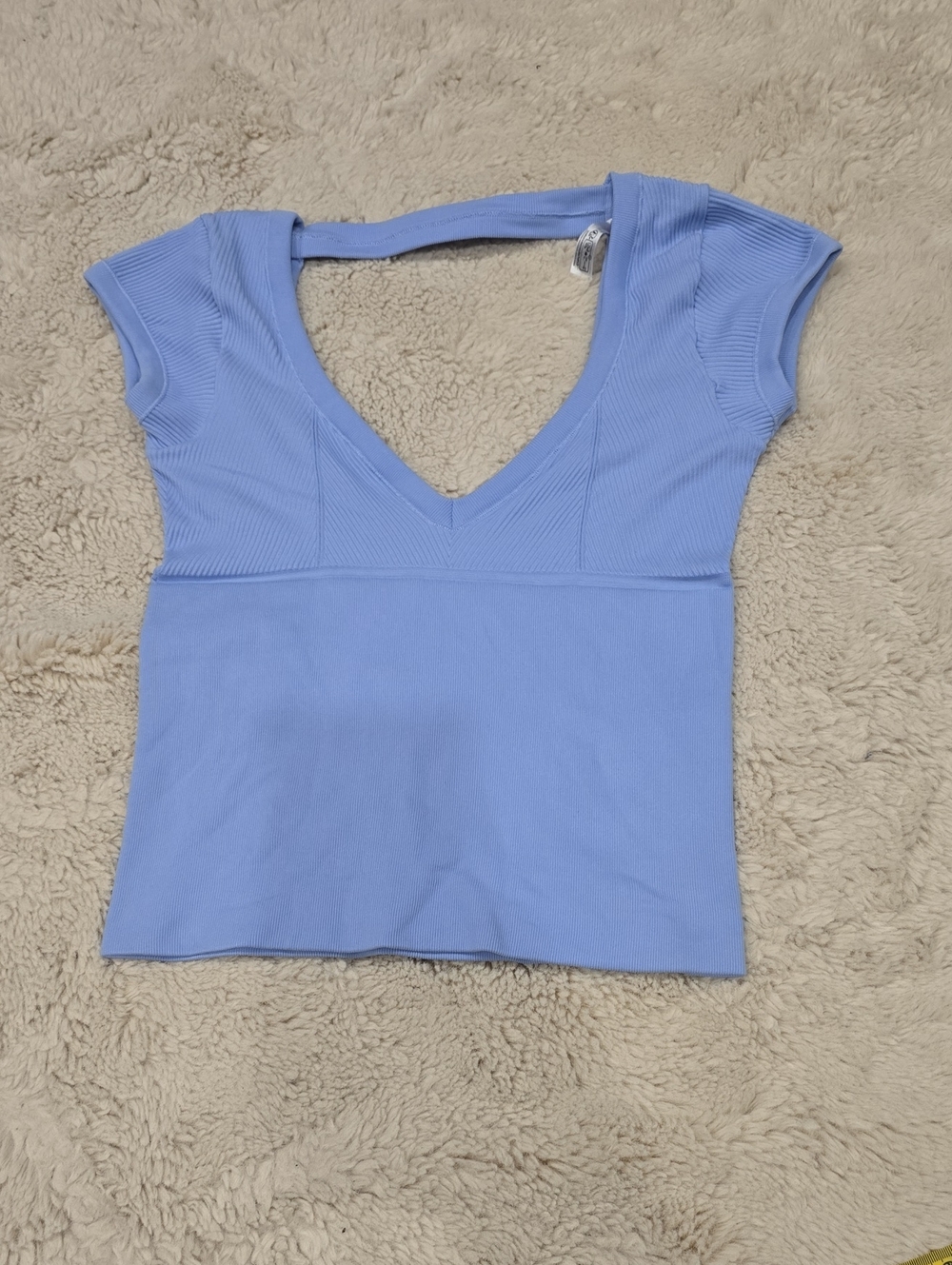 Urban Outfitters Pastel Blue V-Neck Cap Sleeve Crop Top